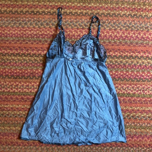 SOLD 90s VINTAGE VICTORIAS SECRET BLUE LINGERIE SLIP DRESS - Picture 5 of 6